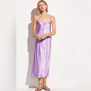 Vince. Satin Slip Midi Dress in Verbana XS